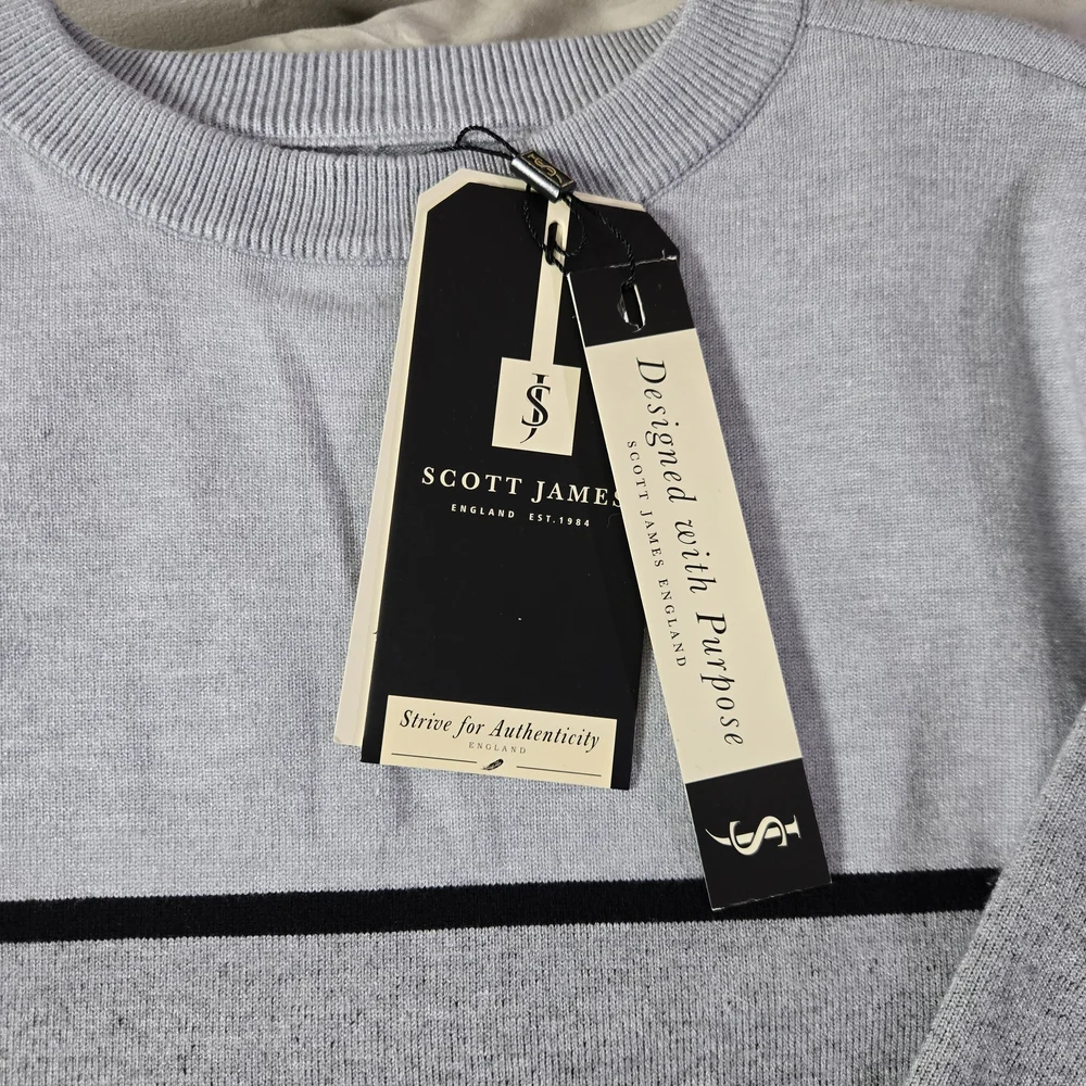 Scott James Light Blue/Gray Crewneck Sweater Men's Small New with Tags‎